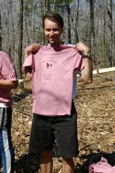 An orienteer shows off his Billygoat t-shirt.